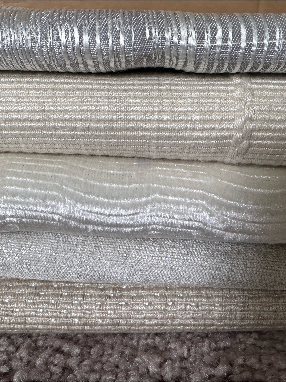 Neutral Metallic Textured Fabric Bundle - Cream & Silver